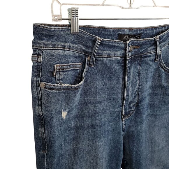 Judy Blue 16W Jeans Denim Distressed Tummy Control Skinny Fit Stretch Mid Wash - Picture 7 of 12